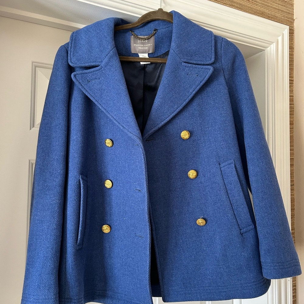 J. Crew Blue Pea Coat with Gold Buttons